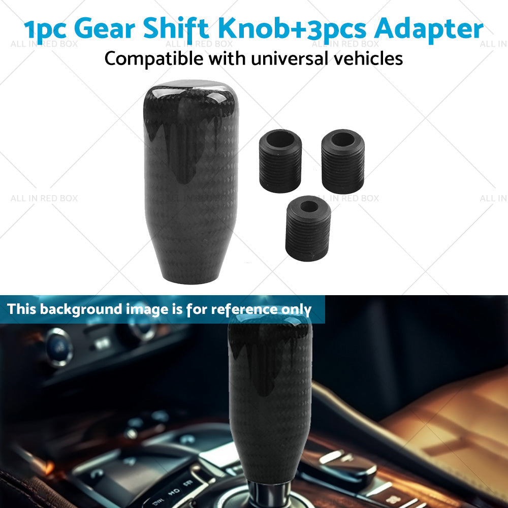 100percent Real Carbon Fiber Universal Car Gear Shift Knob Shifter with Adapter Black-1