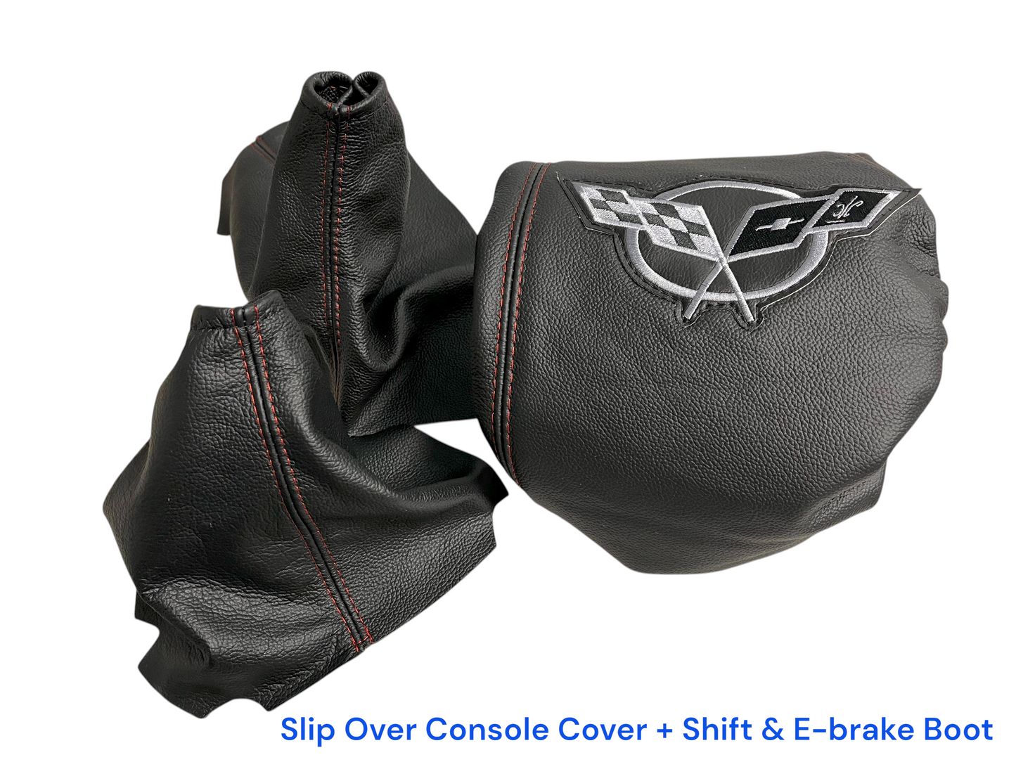 2005 - 2013 Chevy Corvette C6 Genuine Suede Shift E-brake Boot Set & Slip Over Console Cover-5