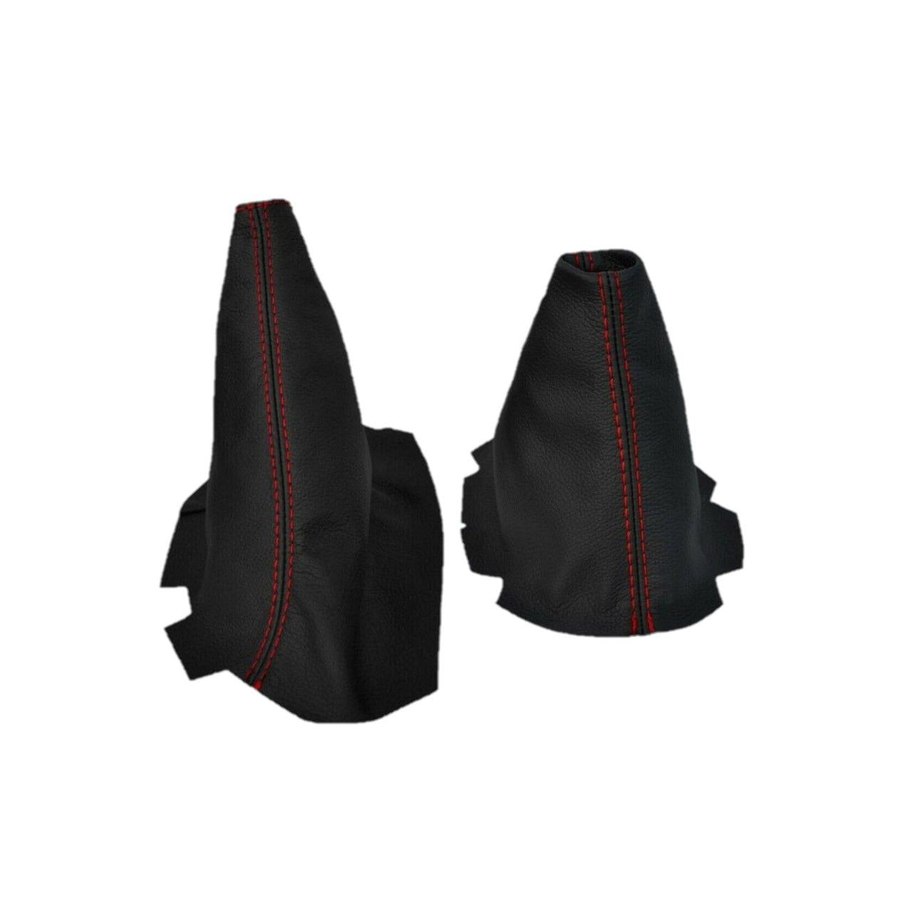 Red Stitch Genuine Leather Parking Brake & Shift Boot Cover For Chevy Corvette C6 2005-2013-6
