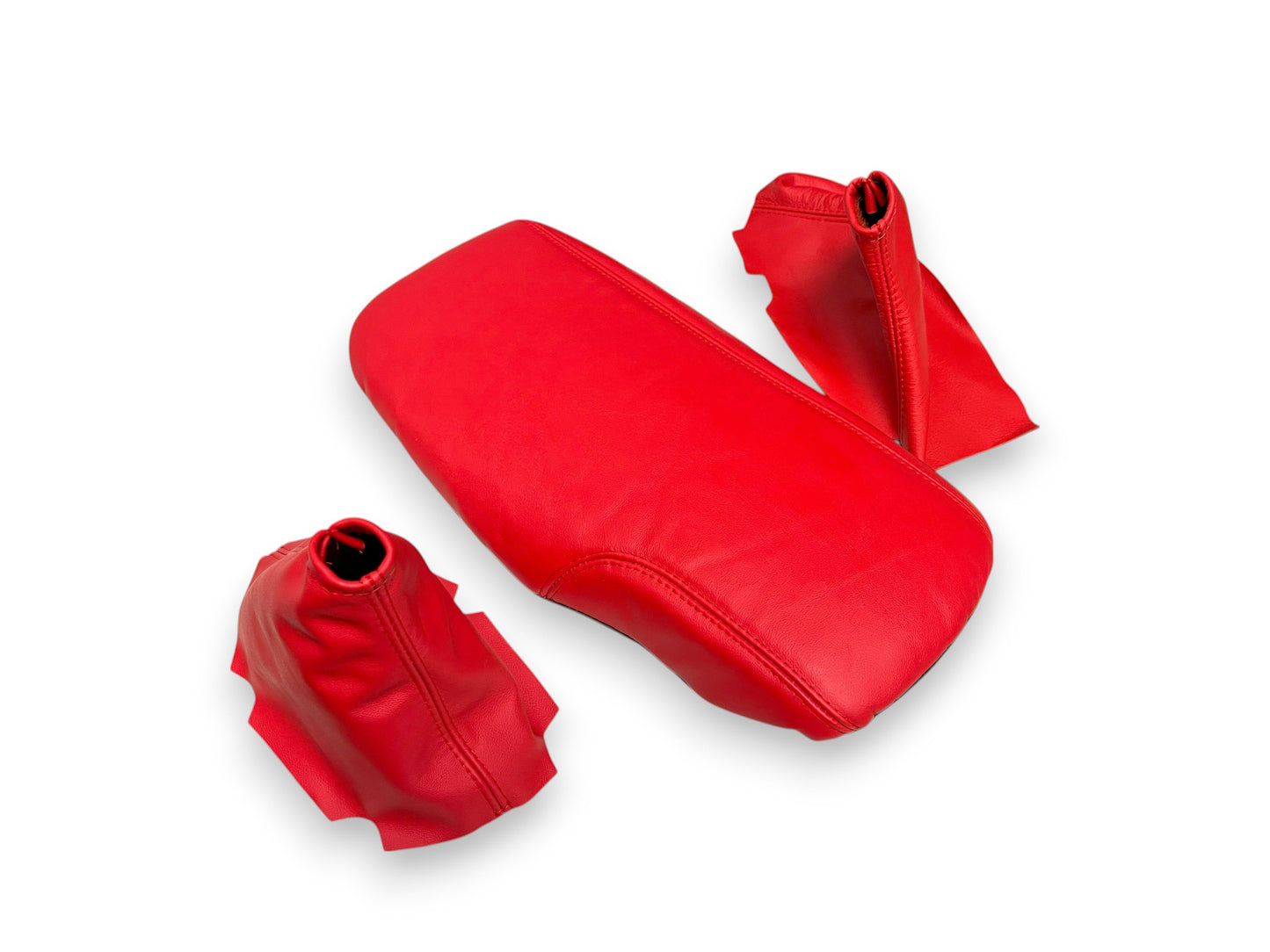 For 2005-2013 Chevy Corvette C6 Torch Red Leather Manual Shift E-Brake Boot Console Armrest Cover-8