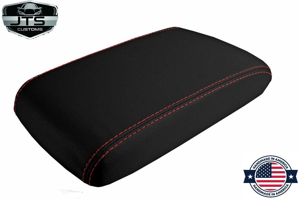 2008 - 2016 Subaru Impreza WRX STI Shift E-Brake Boot & Console Lid Cover Set In Black With Red Stitching-5