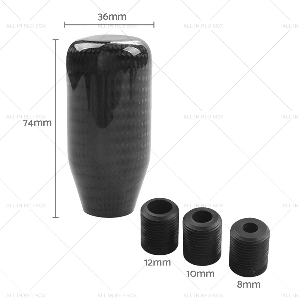 100percent Real Carbon Fiber Universal Car Gear Shift Knob Shifter with Adapter Black-2