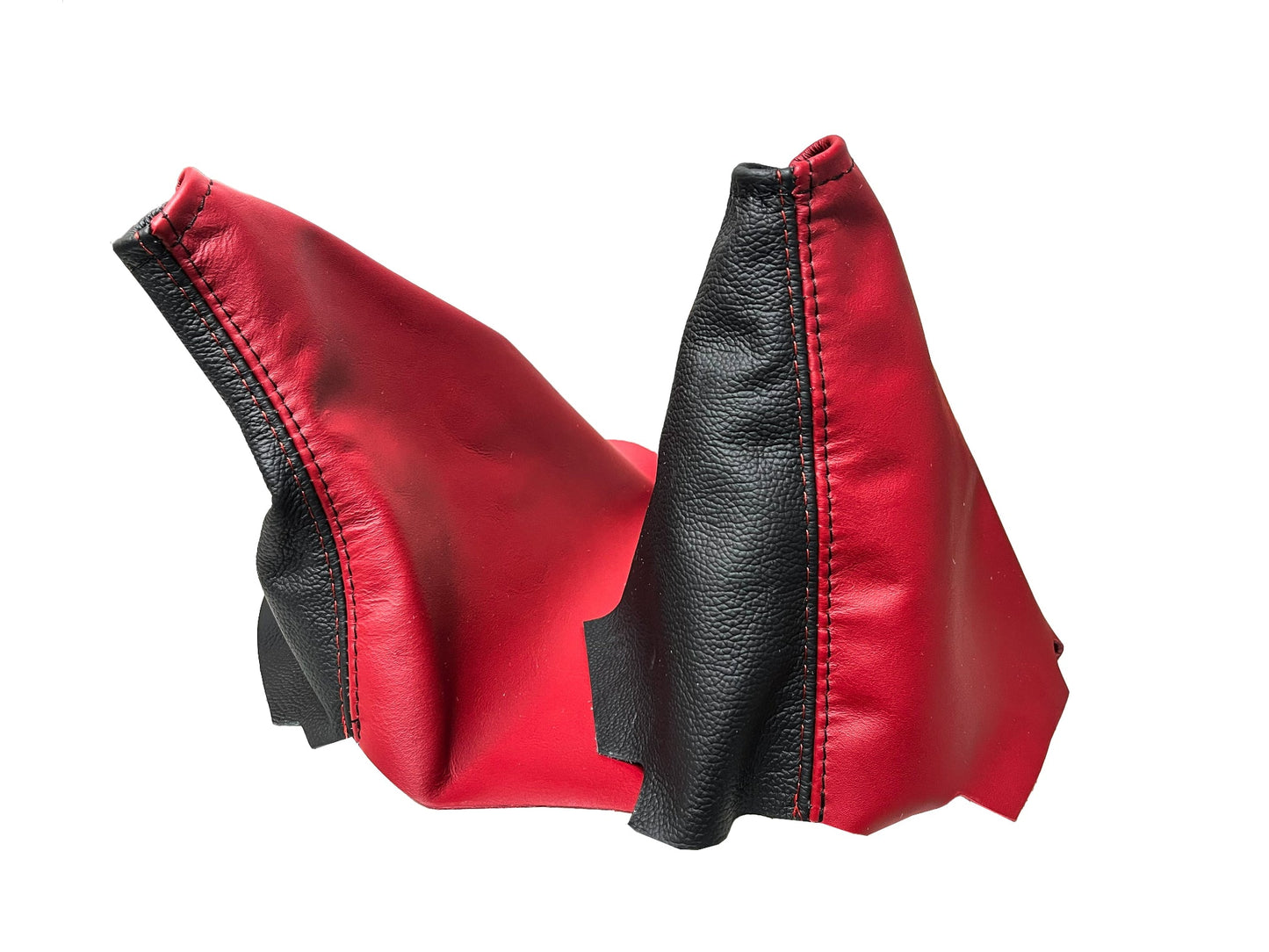 Cobalt Red & Black Leather Console Armrest Handbrake & Shift Boot Cover For 2005-2007 Chevy Corvette C6-2