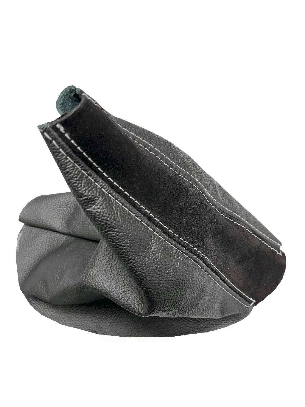 White Stitch Genuine Leather & Suede Shift Boot Cover For BMW E46 E36 3 Series-0
