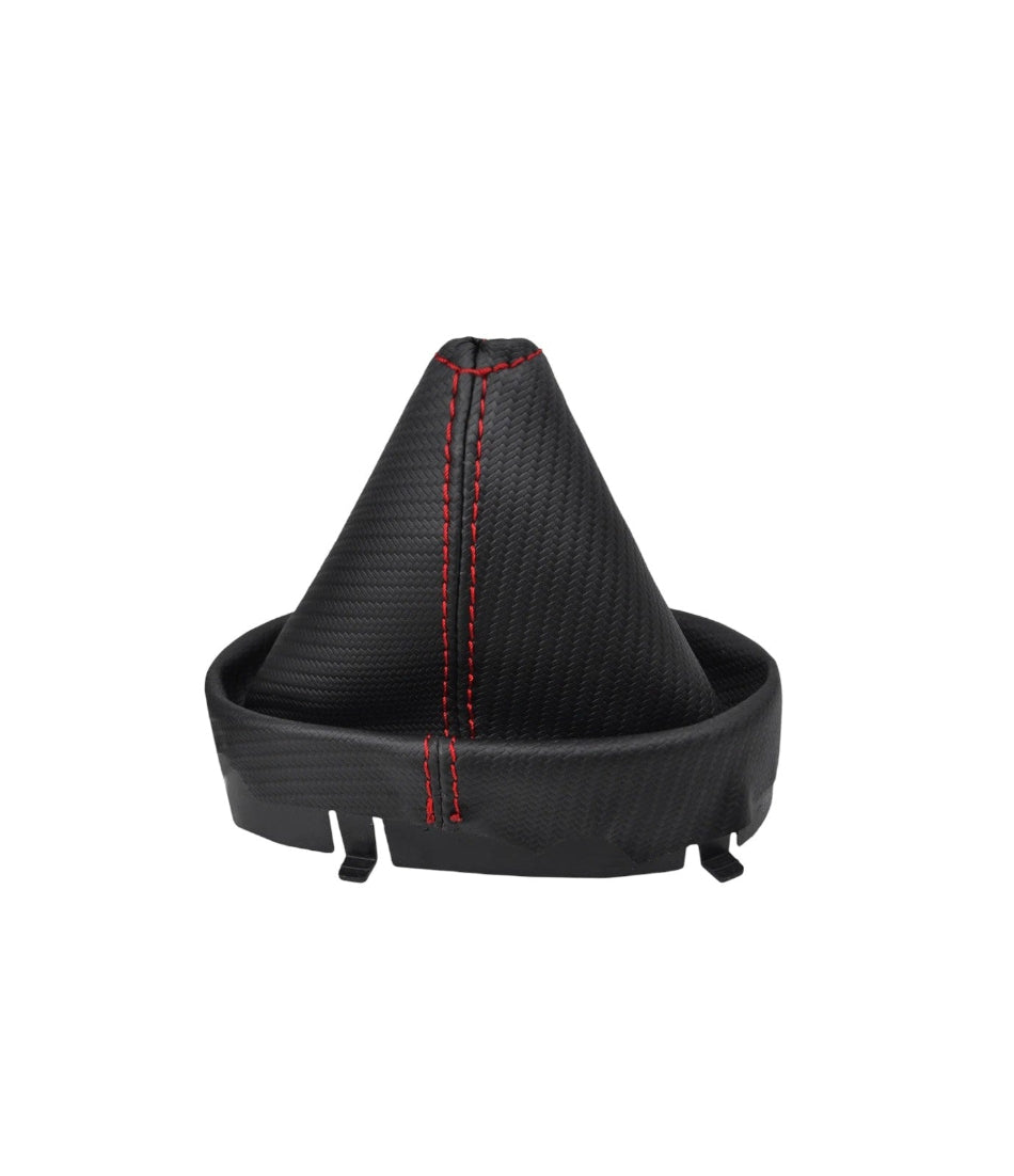 New Red Stitch Carbon Fiber PU Leather Emergency Brake & Shift Boot Cover For 2005-2013 Chevy Corvette C6-2