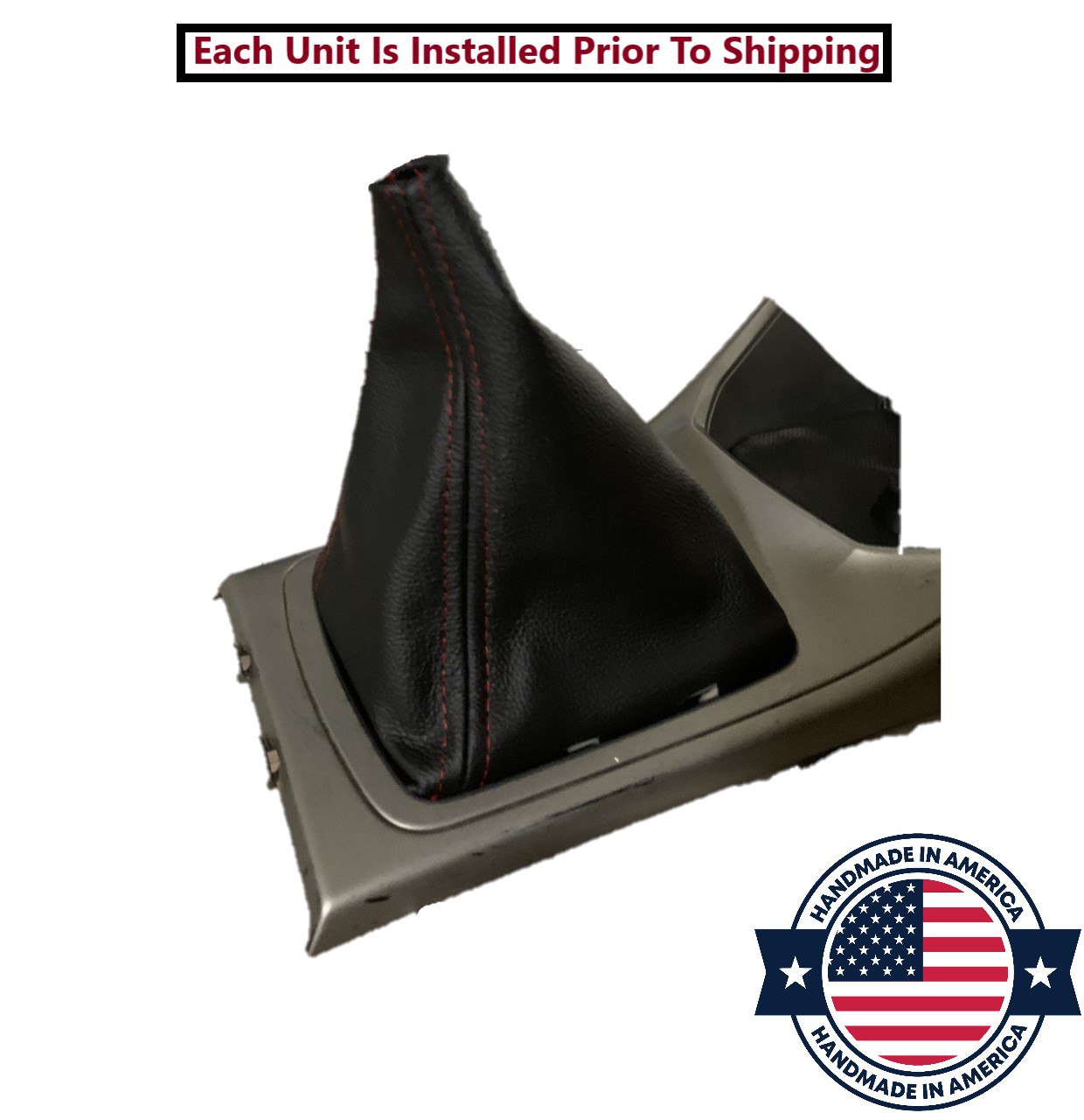 2008 - 2016 Subaru Impreza WRX STI Shift E-Brake Boot & Console Lid Cover Set In Black With Red Stitching-4
