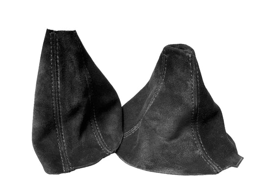 For 2005-2013 BMW E91 E92 E93 Black Stitch Genuine Suede Shift & Handbrake Boot Cover-0