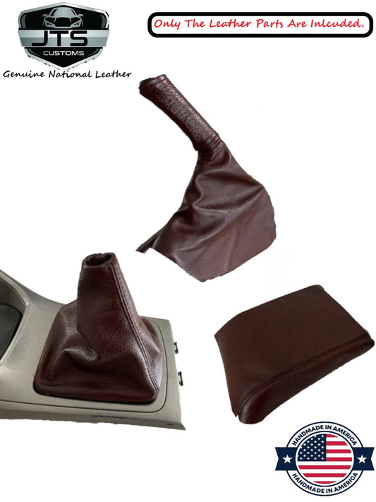 2008 - 2014 Subaru Impreza WRX STI Shift E-Brake Boot & Console Lid Cover Set In Burgandy Red Leather-0