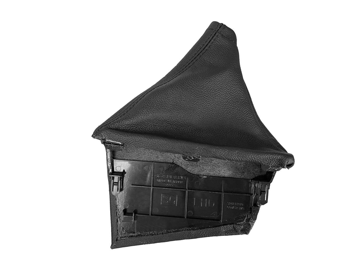 For 2014-2018 Subaru Forester Genuine Leather Shift & Parking Brake Boot Cover In Black Stitch-2