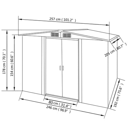vidaXL Outdoor Storage Shed Garden Shed Patio Metal Storage Shed Backyard Shed-4