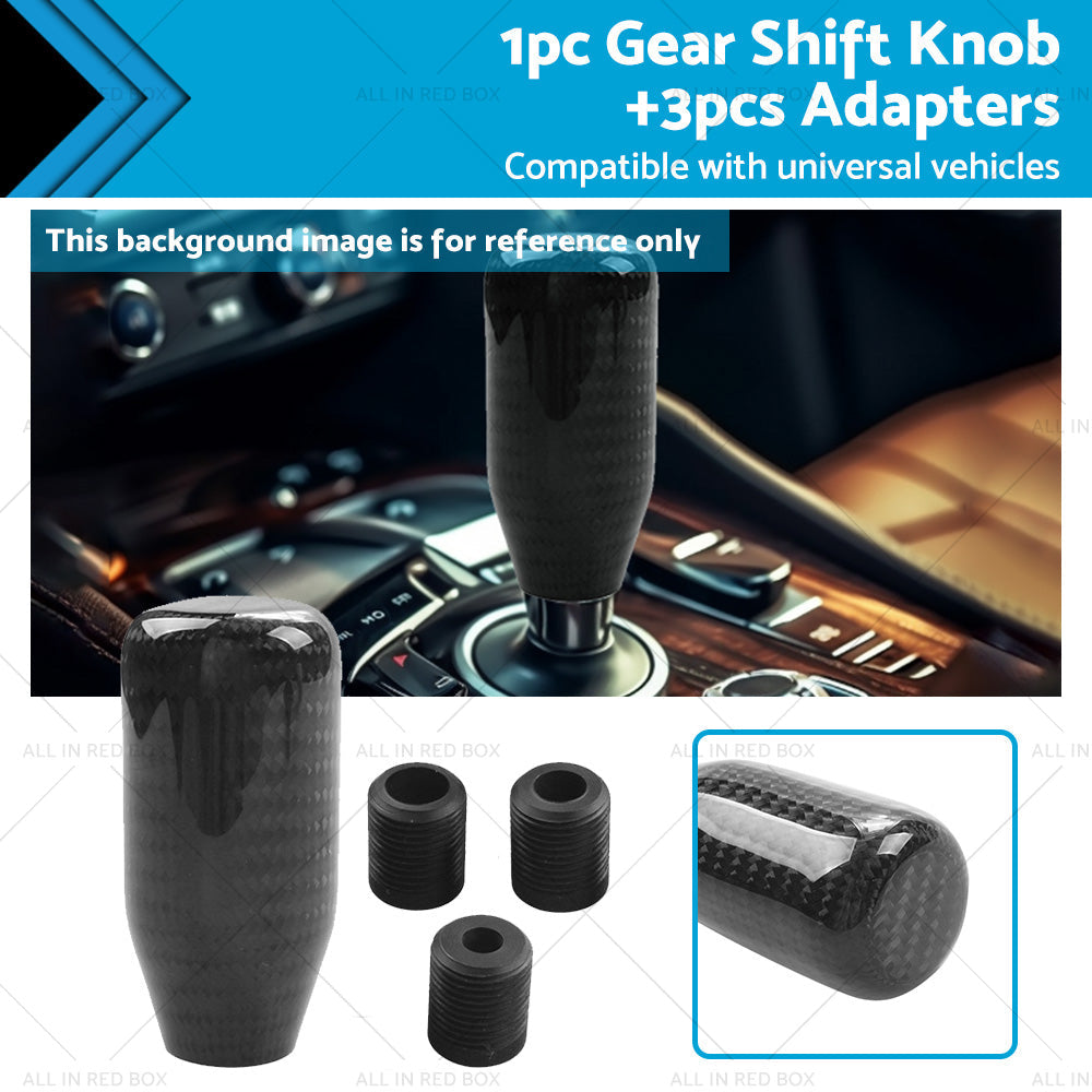 100percent Real Carbon Fiber Universal Car Gear Shift Knob Shifter with Adapter Black-0