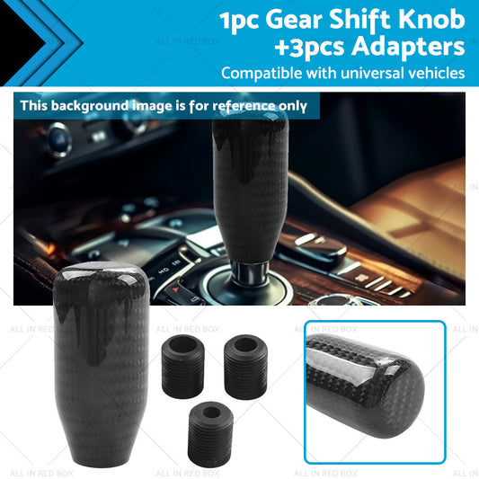 100percent Real Carbon Fiber Universal Car Gear Shift Knob Shifter with Adapter Black-0
