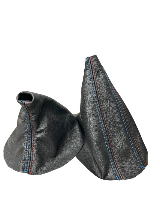 M Stitch Leather Shift & Handbrake Boot Cover 13 Inch For BMW Z3 M3 Coupe E46 1995-2006-0
