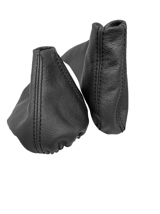 For 2005-2013 BMW E91 E92 E93 Genuine Leather Parking Brake & Shift Boot Cover In Black-0
