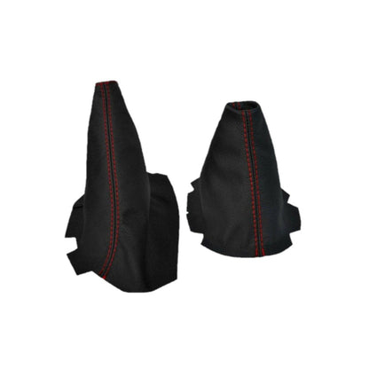 Red Stitch Genuine Leather Parking Brake & Shift Boot Cover For Chevy Corvette C6 2005-2013-0