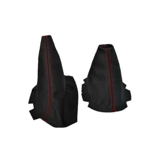 Red Stitch Genuine Leather Parking Brake & Shift Boot Cover For Chevy Corvette C6 2005-2013-0