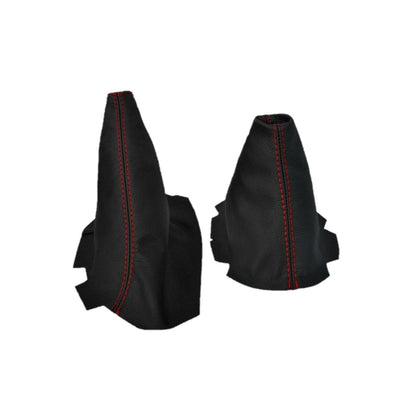 Red Stitch Genuine Leather Parking Brake & Shift Boot Cover For Chevy Corvette C6 2005-2013-6