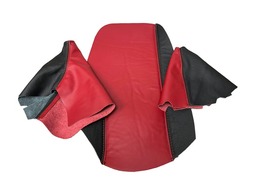 Cobalt Red & Black Leather Console Armrest Handbrake & Shift Boot Cover For 2005-2007 Chevy Corvette C6-0