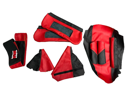 For 1997-2004 Chevy Corvette C5 Torch Red & Black Leather Interior Piece Cover Set-0