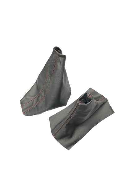 Red Stitch Leather Parking Brake & Shift Boot Cover For Ford Mustang GT 2005 2006 2007 2008 2009-3