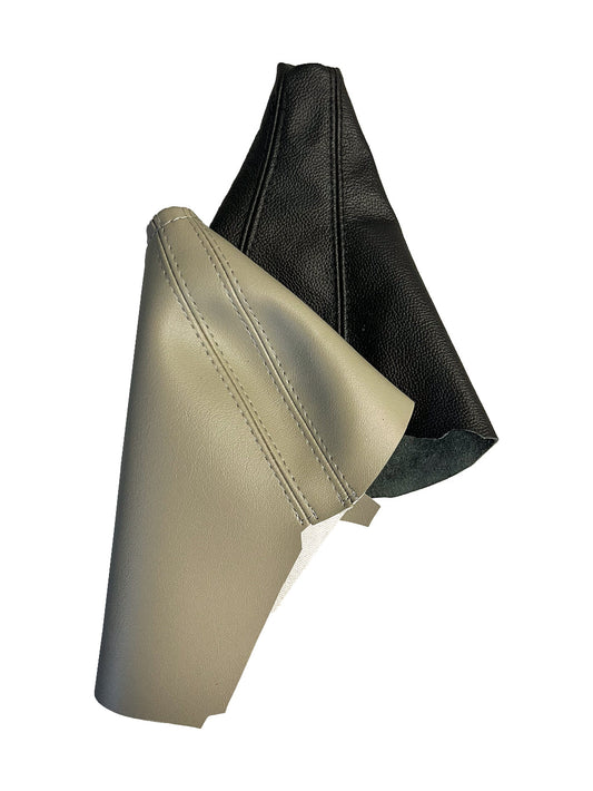 Black Real & Ivory Tan Ultra Leather Shift & Handbrake Boot Cover For 2003-2010 Subaru Legacy Outback-0