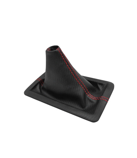 2005-2009 Ford Mustang GT Red Stitch Carbon Fiber PU Leather Shift Boot Cover-0